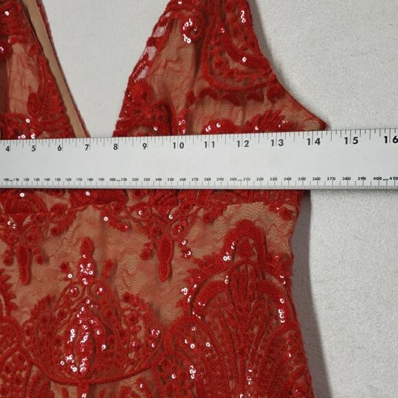 Free People Night Shimmer Mini Dress Sequined Red Womens Size 0 Holiday Glam - Picture 11 of 14